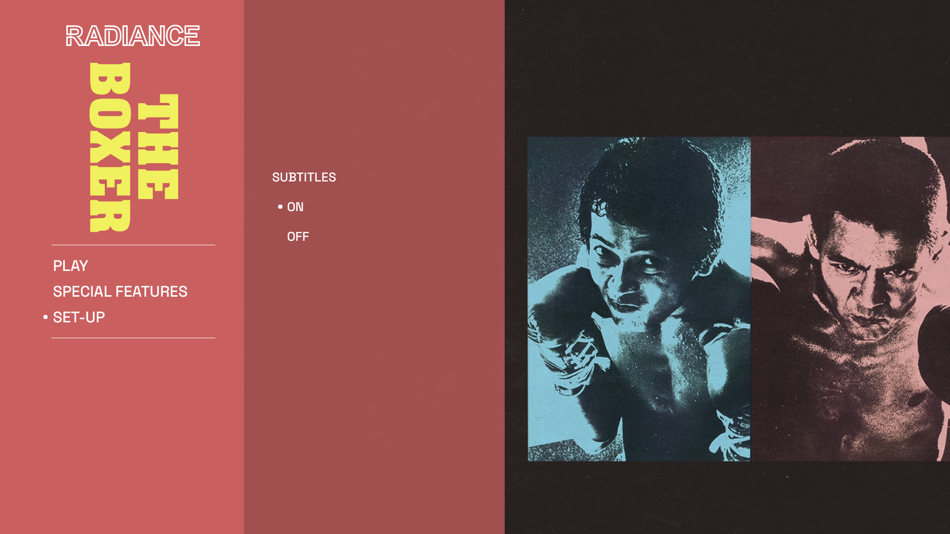 The Boxer setup menu