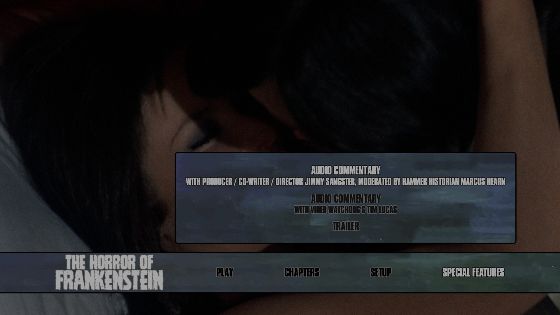 The Horror of Frankenstein 4K extras menu 1