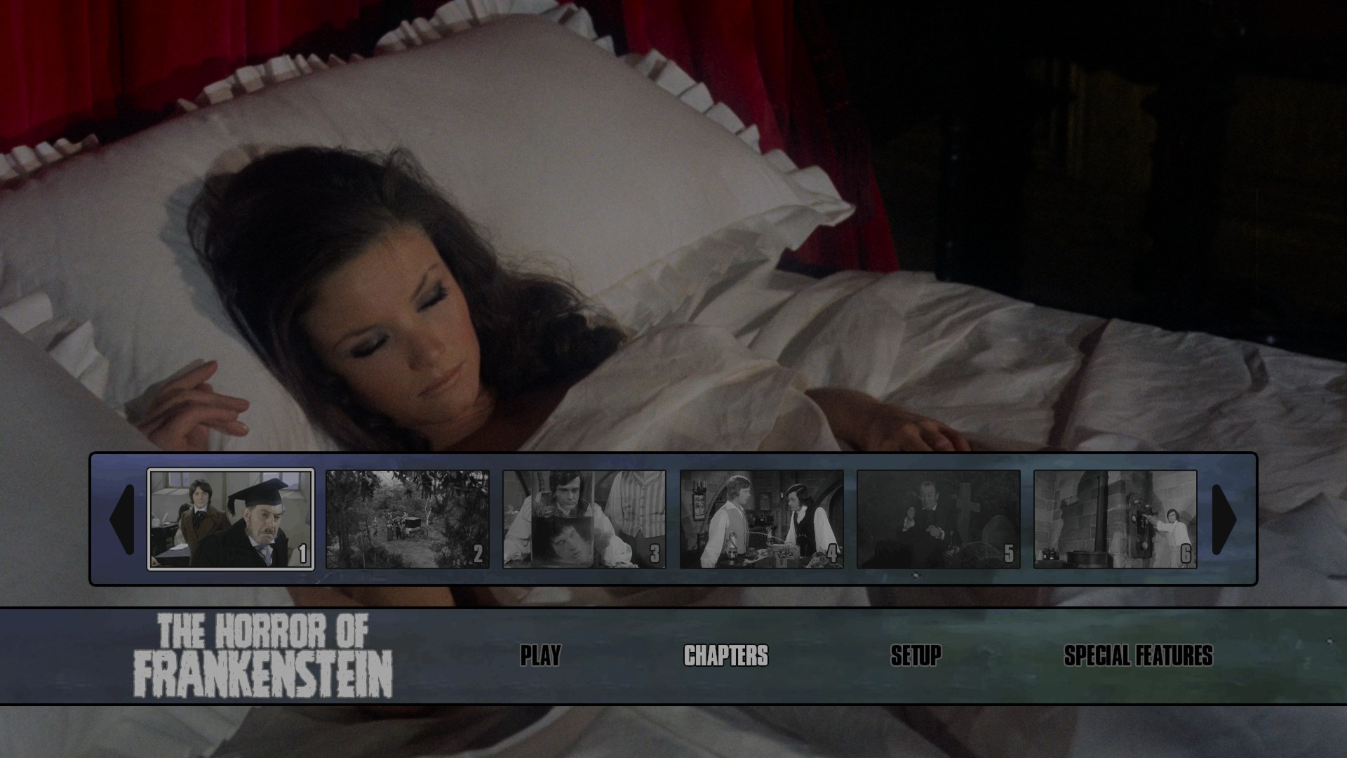 The Horror of Frankenstein 4K scene select menu